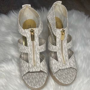 Michael Kors Logo Print Berkeley Zipper Wedges